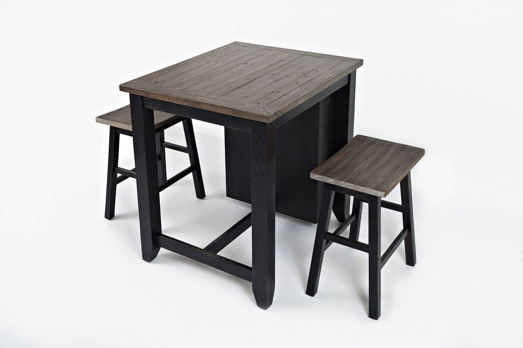 Jofran Madison County Rustic Reclaimed Pine Farmhouse 3 Piece Counter Height Dining Set in Vintage Black - Holmwood's Furniture & Design Center (Somersworth, NH)