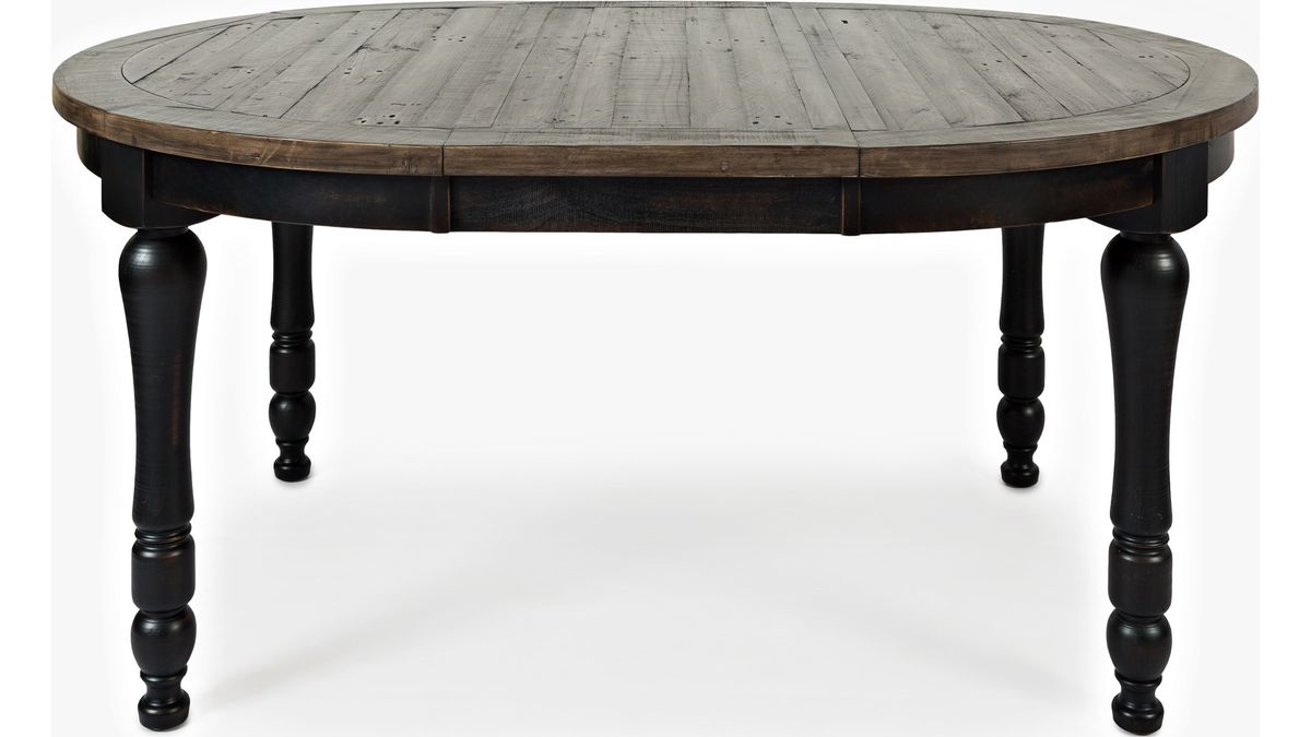 Jofran Madison County Round to Oval Dining Table in Vintage Black - Holmwood's Furniture & Design Center (Somersworth, NH)
