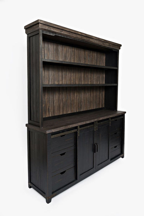 Jofran Madison County Rustic Reclaimed Pine Farmhouse Hutch Server in Vintage Black - Holmwood's Furniture & Design Center (Somersworth, NH)