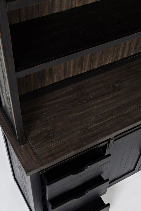 Jofran Madison County Rustic Reclaimed Pine Farmhouse Hutch Server in Vintage Black - Holmwood's Furniture & Design Center (Somersworth, NH)