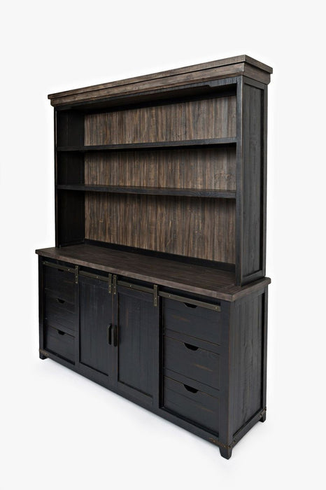 Jofran Madison County Rustic Reclaimed Pine Farmhouse Hutch Server in Vintage Black - Holmwood's Furniture & Design Center (Somersworth, NH)