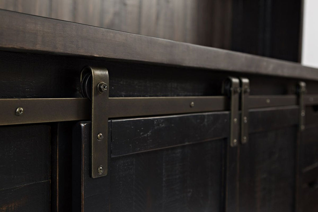 Jofran Madison County Rustic Reclaimed Pine Farmhouse Hutch Server in Vintage Black - Holmwood's Furniture & Design Center (Somersworth, NH)