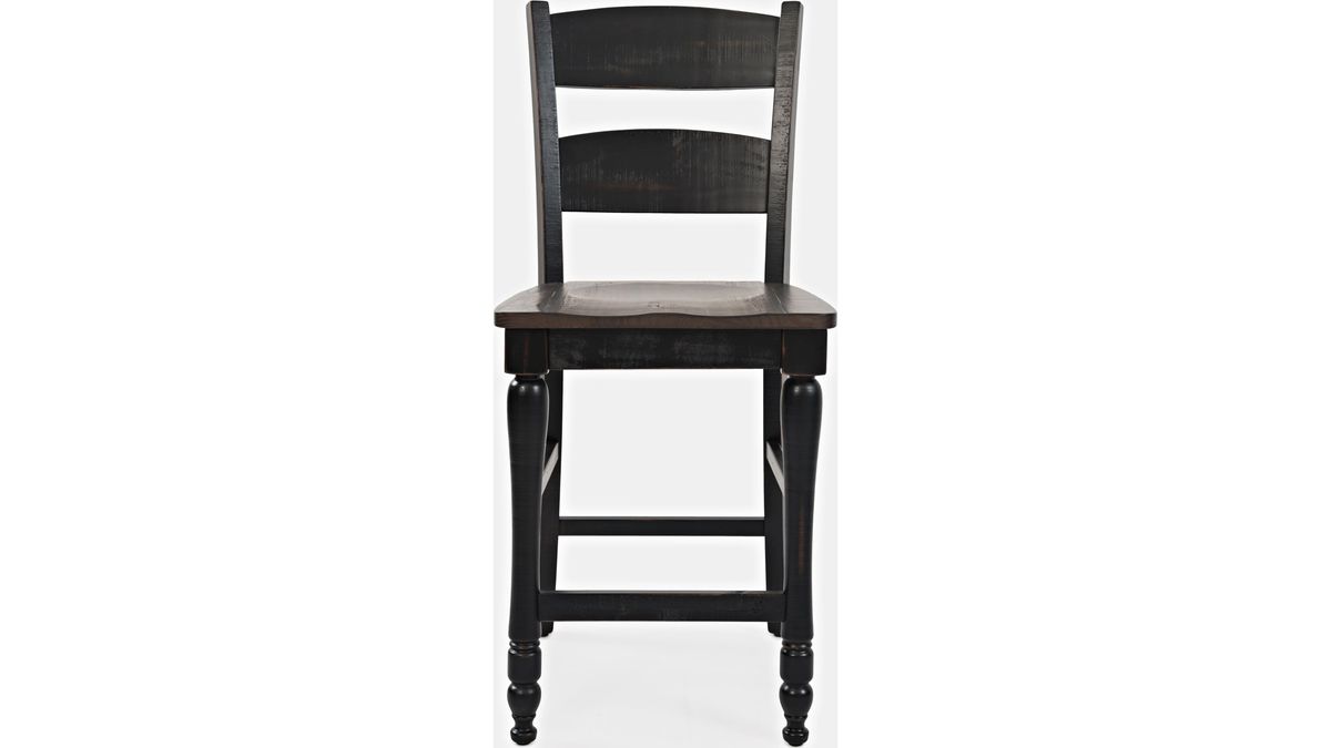 Jofran Madison County Ladderback Counter Stool in Vintage Black (Set of 2) - Holmwood's Furniture & Design Center (Somersworth, NH)