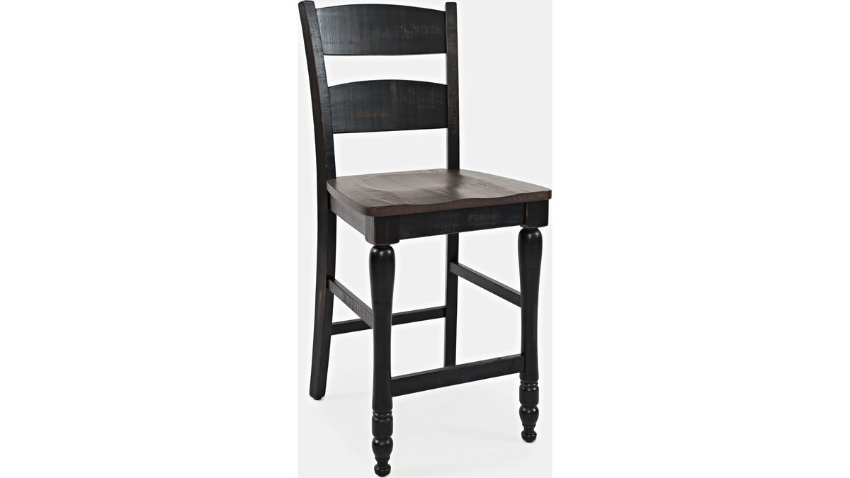 Jofran Madison County Ladderback Counter Stool in Vintage Black (Set of 2) - Holmwood's Furniture & Design Center (Somersworth, NH)