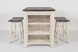 Jofran Madison County Rustic Reclaimed Pine Farmhouse 3 Piece Counter Height Dining Set in Vintage White image