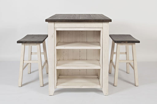 Jofran Madison County Rustic Reclaimed Pine Farmhouse 3 Piece Counter Height Dining Set in Vintage White image