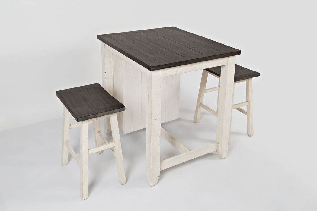 Jofran Madison County Rustic Reclaimed Pine Farmhouse 3 Piece Counter Height Dining Set in Vintage White - Holmwood's Furniture & Design Center (Somersworth, NH)