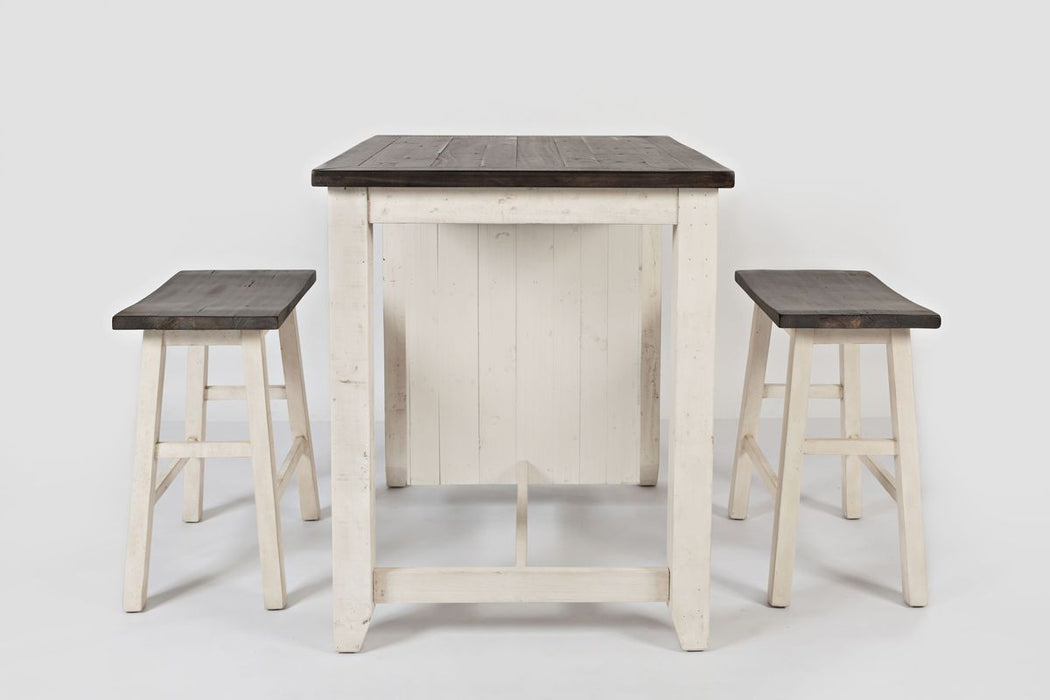 Jofran Madison County Rustic Reclaimed Pine Farmhouse 3 Piece Counter Height Dining Set in Vintage White - Holmwood's Furniture & Design Center (Somersworth, NH)
