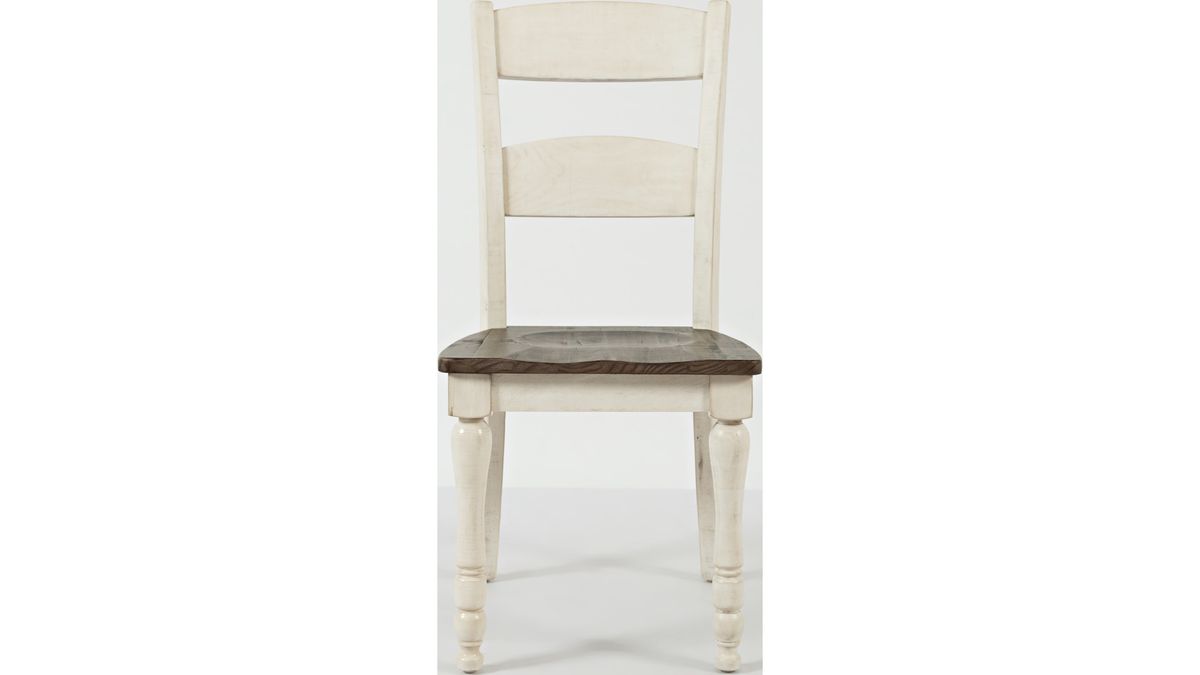 Jofran Madison County Ladderback Dining Chair in Vintage White (Set of 2) - Holmwood's Furniture & Design Center (Somersworth, NH)