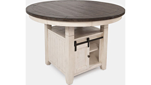 Jofran Madison County High/Low Round Dining Table in Vintage White - Holmwood's Furniture & Design Center (Somersworth, NH)