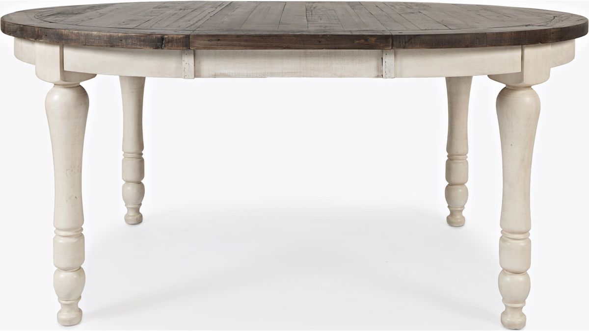 Jofran Madison County Round to Oval Dining Table in Vintage White - Holmwood's Furniture & Design Center (Somersworth, NH)