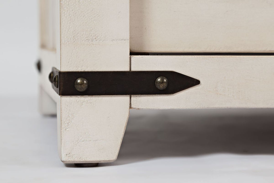 Jofran Madison County Rustic Reclaimed Pine Farmhouse 70" Barn Door Server in Vintage White - Holmwood's Furniture & Design Center (Somersworth, NH)