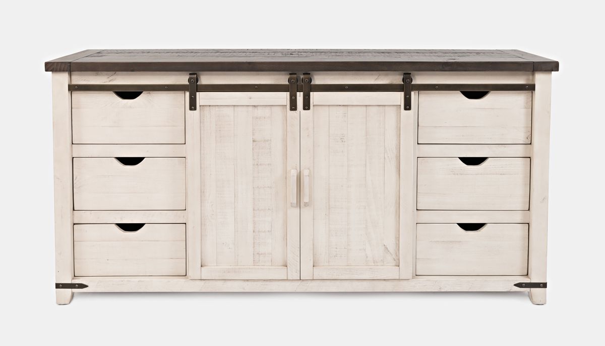Jofran Madison County Rustic Reclaimed Pine Farmhouse 70" Barn Door Server in Vintage White image