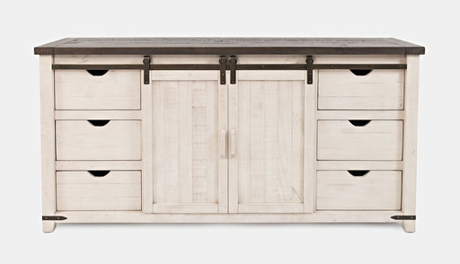 Jofran Madison County Rustic Reclaimed Pine Farmhouse 70" Barn Door Server in Vintage White image