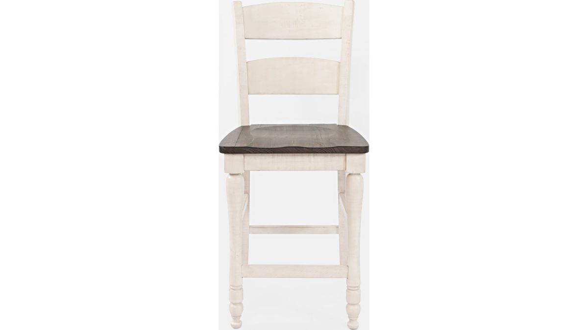 Jofran Madison County Ladderback Counter Stool in Vintage White (Set of 2) - Holmwood's Furniture & Design Center (Somersworth, NH)