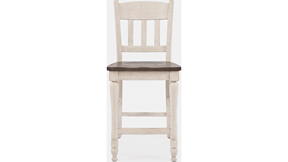 Jofran Madison County Slatback Counter Stool in Vintage White (Set of 2) - Holmwood's Furniture & Design Center (Somersworth, NH)