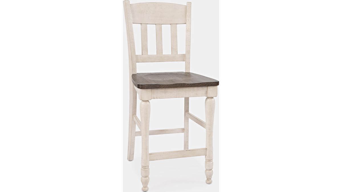 Jofran Madison County Slatback Counter Stool in Vintage White (Set of 2) - Holmwood's Furniture & Design Center (Somersworth, NH)