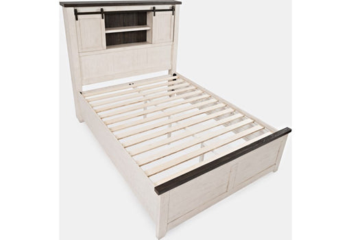 Jofran Madison County Queen Barn Door Bed in Vintage White - Holmwood's Furniture & Design Center (Somersworth, NH)