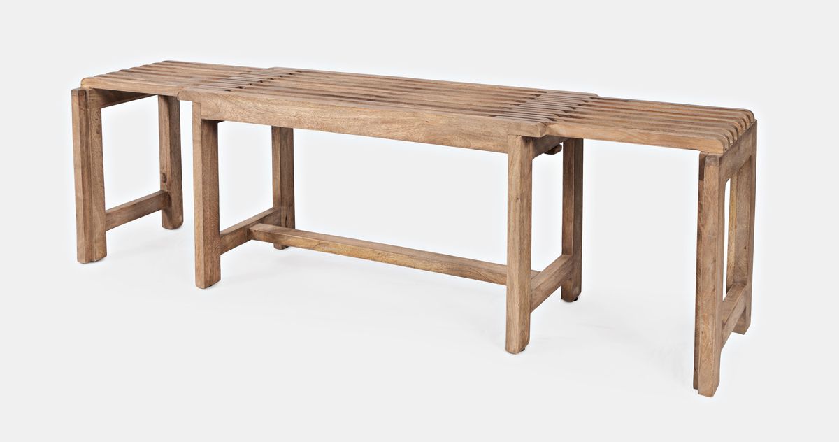 Jofran Bradford Modern Extendable Solid Mango Hardwood Bench in Natural - Holmwood's Furniture & Design Center (Somersworth, NH)