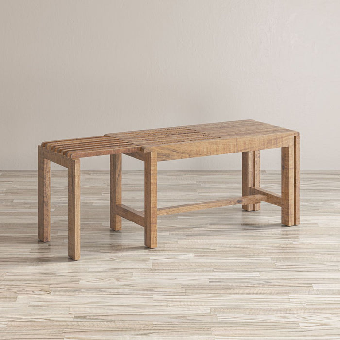 Jofran Bradford Modern Extendable Solid Mango Hardwood Bench in Natural - Holmwood's Furniture & Design Center (Somersworth, NH)