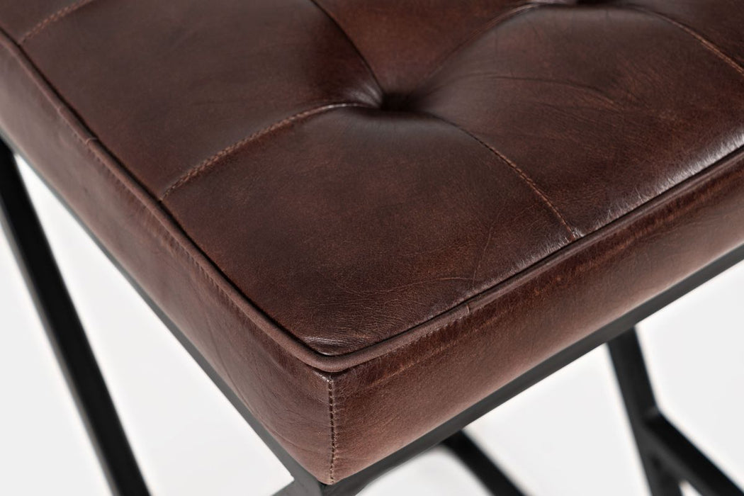 Jofran Brooks Distressed Modern Leather Backless Stool in Dark Sienna - Holmwood's Furniture & Design Center (Somersworth, NH)