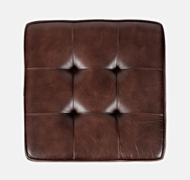 Jofran Brooks Distressed Modern Leather Backless Stool in Dark Sienna - Holmwood's Furniture & Design Center (Somersworth, NH)