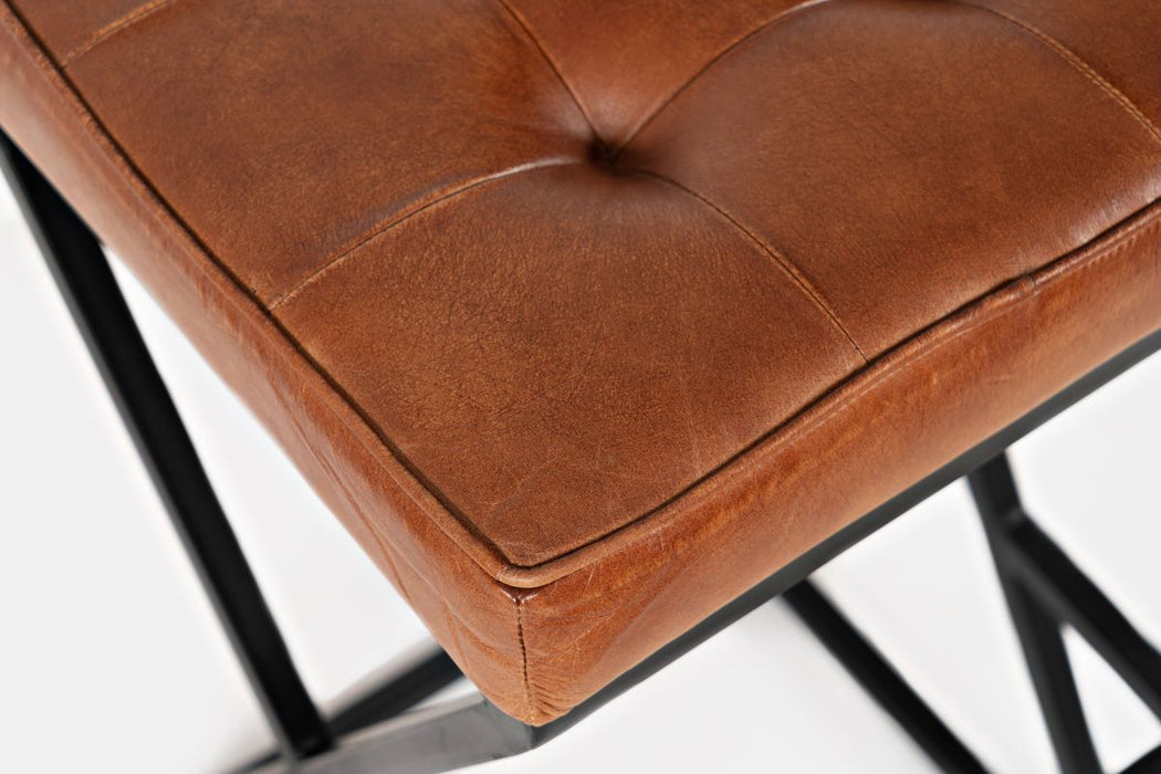 Jofran Brooks Distressed Modern Leather Backless Stool in Saddle - Holmwood's Furniture & Design Center (Somersworth, NH)
