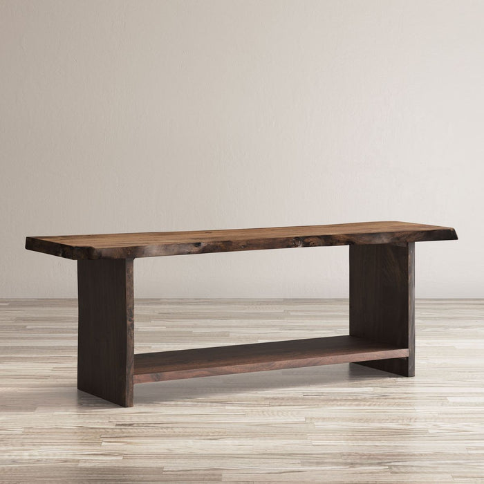 Jofran Cooper Live Edge 52" Solid Acacia Storage Bench in Chestnut - Holmwood's Furniture & Design Center (Somersworth, NH)