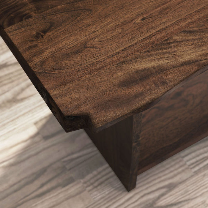 Jofran Cooper Live Edge 52" Solid Acacia Storage Bench in Chestnut - Holmwood's Furniture & Design Center (Somersworth, NH)