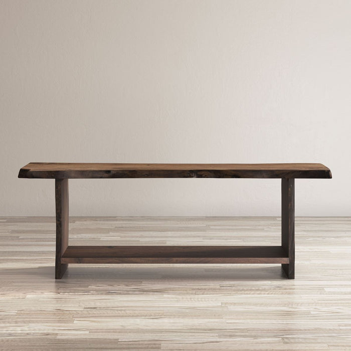 Jofran Cooper Live Edge 52" Solid Acacia Storage Bench in Chestnut - Holmwood's Furniture & Design Center (Somersworth, NH)
