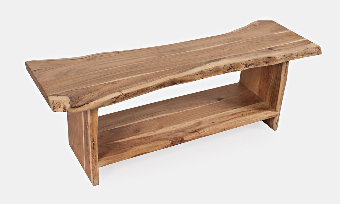 Jofran Cooper Live Edge 52" Solid Acacia Storage Bench in Natural - Holmwood's Furniture & Design Center (Somersworth, NH)