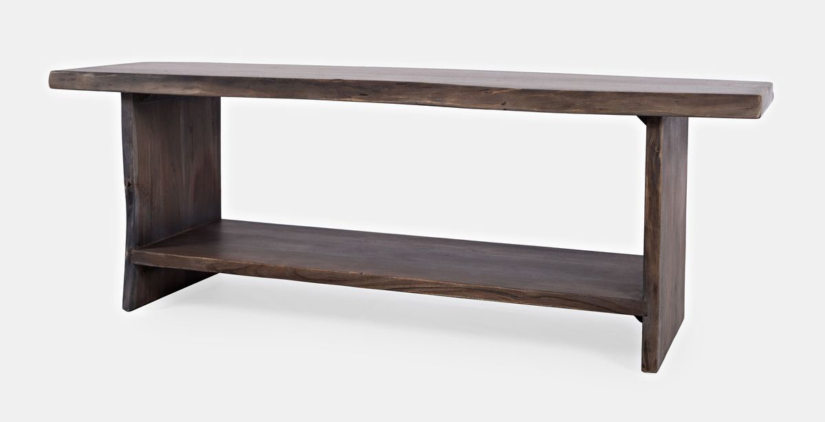 Jofran Cooper Live Edge 52" Solid Acacia Storage Bench in Slate - Holmwood's Furniture & Design Center (Somersworth, NH)