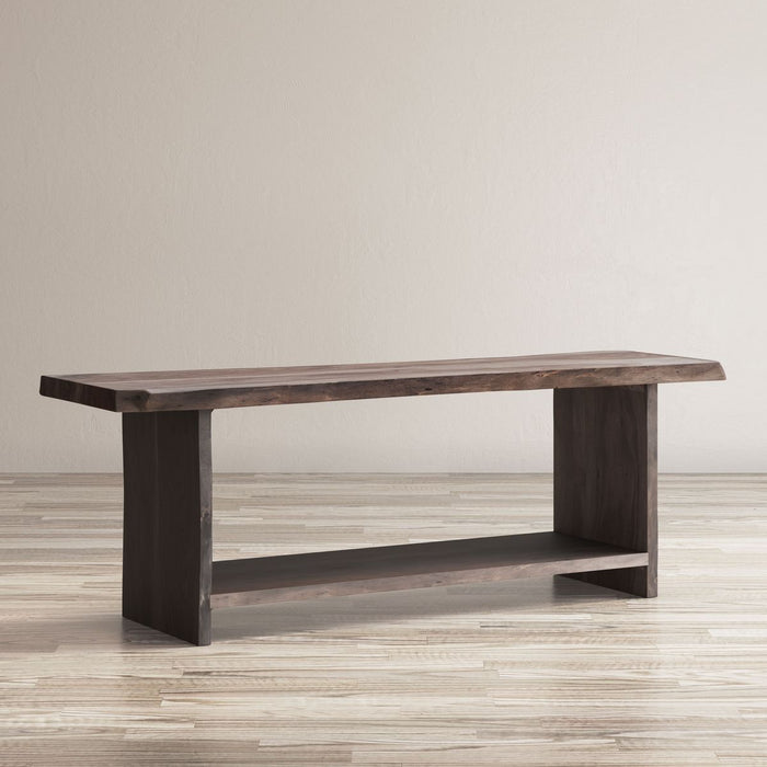 Jofran Cooper Live Edge 52" Solid Acacia Storage Bench in Slate - Holmwood's Furniture & Design Center (Somersworth, NH)