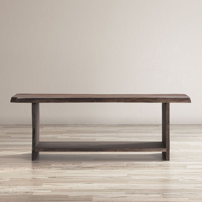 Jofran Cooper Live Edge 52" Solid Acacia Storage Bench in Slate - Holmwood's Furniture & Design Center (Somersworth, NH)