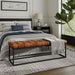 Jofran Global Archive 55" Genuine Distressed Leather Ottoman Bench in Saddle brown - Holmwood's Furniture & Design Center (Somersworth, NH)