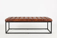 Jofran Global Archive 55" Genuine Distressed Leather Ottoman Bench in Saddle brown image