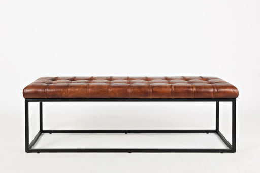 Jofran Global Archive 55" Genuine Distressed Leather Ottoman Bench in Saddle brown image