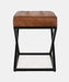 Jofran Global Archive Genuine Distressed Leather Ottoman Stool in Saddle brown - Holmwood's Furniture & Design Center (Somersworth, NH)