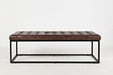 Jofran Global Archive 55" Genuine Distressed Leather Ottoman Bench in Dark Sienna image