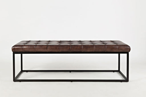 Jofran Global Archive 55" Genuine Distressed Leather Ottoman Bench in Dark Sienna image