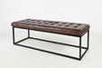 Jofran Global Archive 55" Genuine Distressed Leather Ottoman Bench in Dark Sienna - Holmwood's Furniture & Design Center (Somersworth, NH)