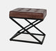 Jofran Global Archive Genuine Distressed Leather Ottoman Stool in Dark Sienna - Holmwood's Furniture & Design Center (Somersworth, NH)