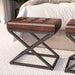 Jofran Global Archive Genuine Distressed Leather Ottoman Stool in Dark Sienna - Holmwood's Furniture & Design Center (Somersworth, NH)