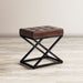 Jofran Global Archive Genuine Distressed Leather Ottoman Stool in Dark Sienna - Holmwood's Furniture & Design Center (Somersworth, NH)