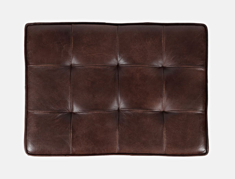 Jofran Global Archive Genuine Distressed Leather Ottoman Stool in Dark Sienna - Holmwood's Furniture & Design Center (Somersworth, NH)
