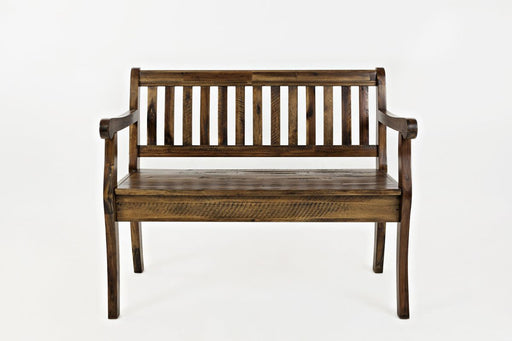 Jofran Artisan's Craft 42" Rustic Farmhouse Distressed Acacia Storage Bench in Dakota Oak image