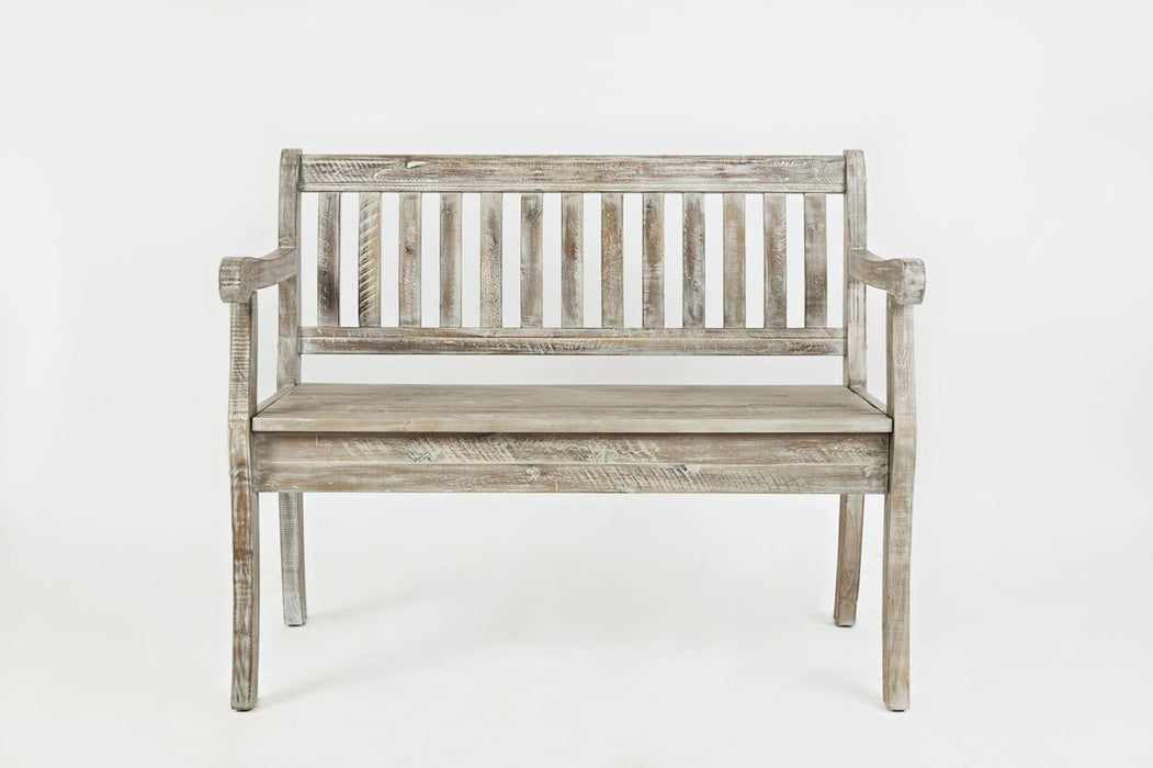 Jofran Artisan's Craft 42" Rustic Farmhouse Distressed Acacia Storage Bench in Washed Grey image