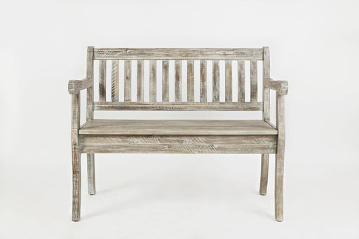 Jofran Artisan's Craft 42" Rustic Farmhouse Distressed Acacia Storage Bench in Washed Grey image