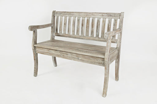 Jofran Artisan's Craft 42" Rustic Farmhouse Distressed Acacia Storage Bench in Washed Grey - Holmwood's Furniture & Design Center (Somersworth, NH)