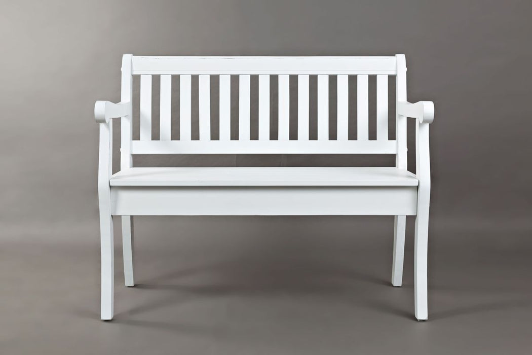 Jofran Artisan's Craft 42" Rustic Farmhouse Distressed Acacia Storage Bench in Distressed Weathered White image